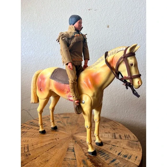 Vintage Marx Toys Johnny West Tonto Action Figure with Articulated Horse Toy - Picture 6 of 13